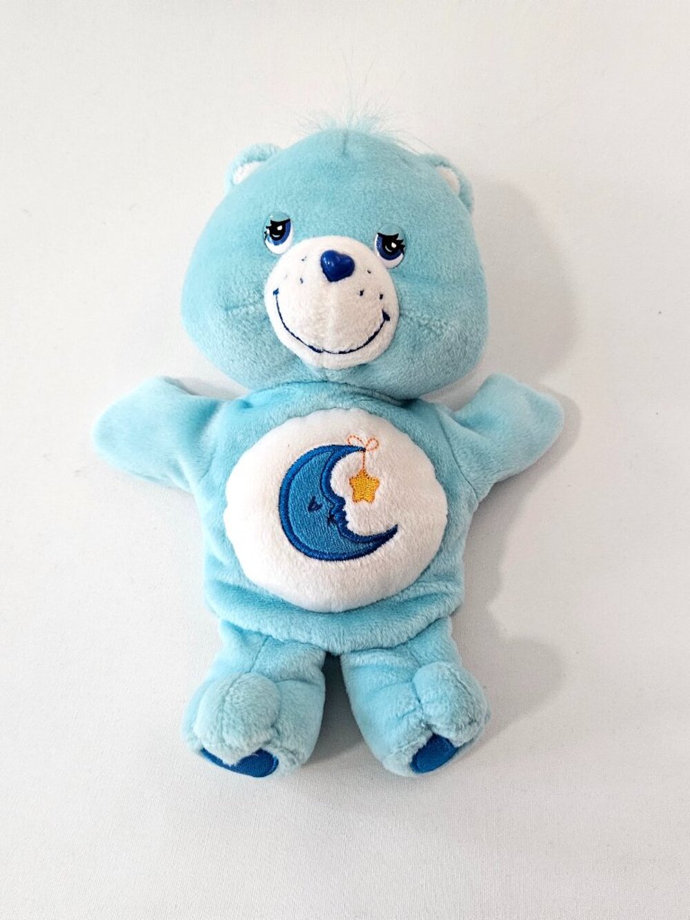 Vintage Y2K Care Bear Bedtime Bear Plush Hand Puppet Embroidered Moon & Star 10"